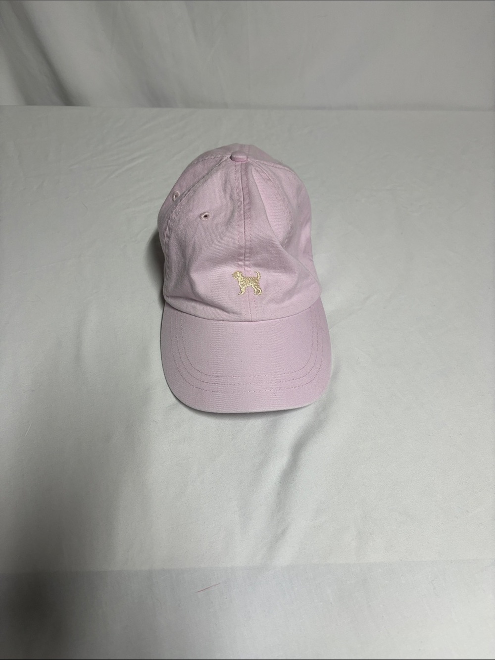 Adams Pink Cotton Baseball Cap Embroidered Dog Leather Strap Eiffel Tower
